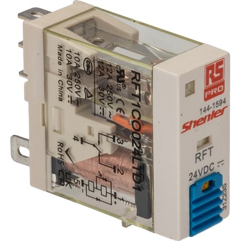 RS PRO Relais sans accrochage 1 RT, bobine 24V c.c. Enfichable 530mW ( Prix pour 1 ) (1/2)