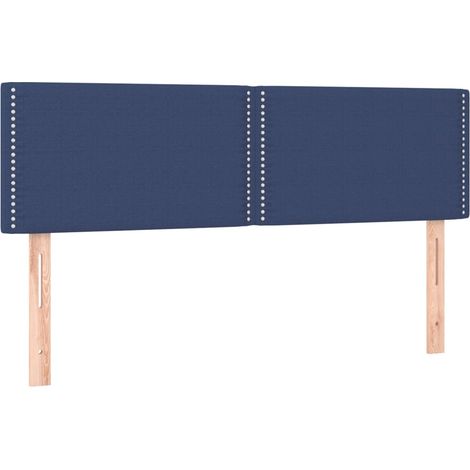 Tête de lit accessoire couchage chambre à coucher meuble à LED 144 x 5 x 78/88 cm tissu bleu TDL0201882