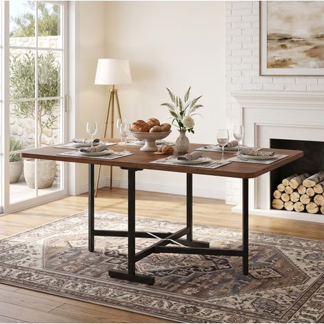 Mesa extensible 120x80x75 cm de MDF color nogal, ahorra espacio para comedor -FLORAGRACE (1/5)