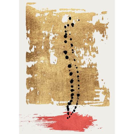 Papier peint panoramique motif abstrait Tapisserie panoramique blanche, dorée et rouge Papiers peints panoramiques tendances pour entrée (1/2)
