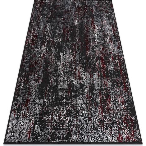 Modern VINCI 1524 Teppich Ornament vintage - Strukturell Anthrazit / rot multicolour 80x150 cm