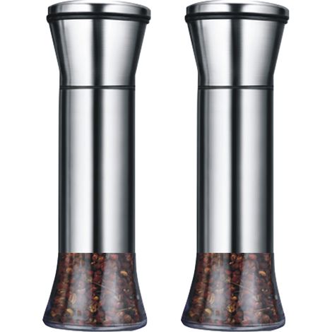 1 Moulin à poivre, Acier inoxydable 304, Verre borosilicate, Mécanisme céramique réglable, Pour cuisine et camping (1/5)