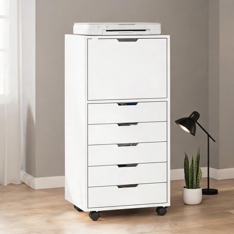 Meuble de rangement de bureau blanco 48 x 40 x 100 cm (1/5)