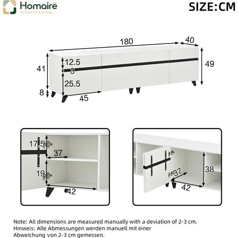 TV-Ständer MDF weiß 180 x 40 x 49 cm HOMAIRE (1/5)