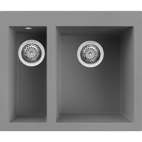 Lavello Elleci Incasso 2 vasche 59x50 Quadra 150 Metaltek Grigio Titanium LMQ15073 (1/3)