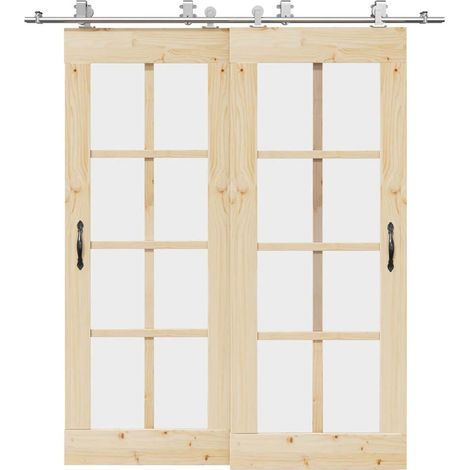 Schiebetür-Beschlagsatz 200 cm Edelstahl Silbern
