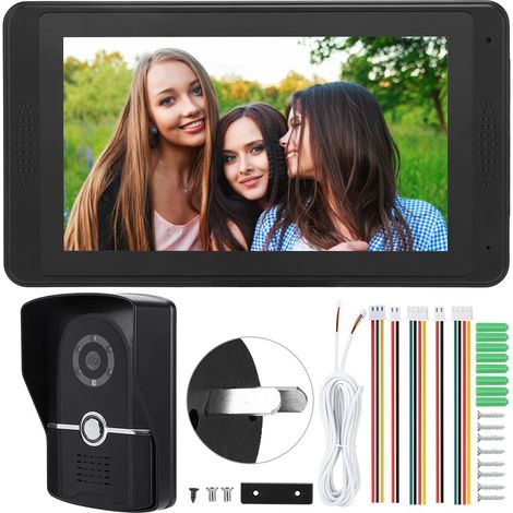 Sonnette vidéo filaire 7 pouces écran tactile pour prise de photos et vidéo, interphone de porte 110-240V prise AU (1/5)