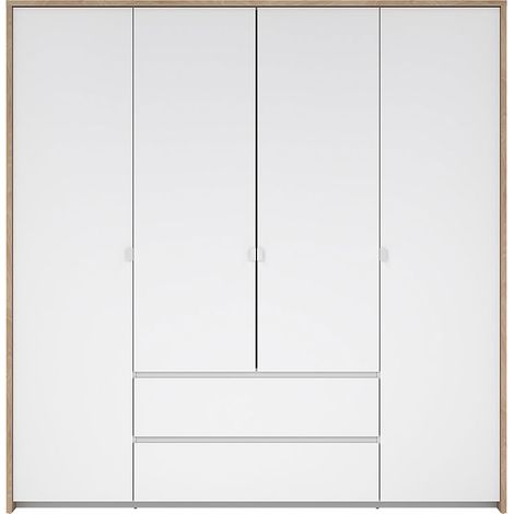 Next Kleiderschrank 4 Türen 2 Schubladen 197x200cm weiß Hochglanz. (1/5)