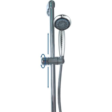 saliscendi doccia con 5 funzioni e flessibile cromato 1,5m h60 cm