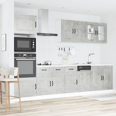 Ensemble de Meubles de Cuisine 7 Pièces en Bois d'Ingénierie Kalmar - Armoires de Rangement Modernes et Durables pour Cuisines Compactes (1/5)