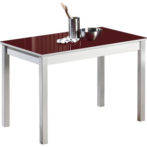 Table de Cuisine, métal, Bordeaux, 90 x 50 cm