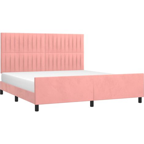 Estructura de cama con cabecero de terciopelo rosa 180x200 cm vidaXL (1/4)