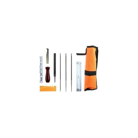 Kettensägen-Schärfset, mit Rundfeilen in 4 mm (5/32"), 4,8 mm (3/16") und 5,5 mm (7/32"), 10-teiliges Profi-Kettensägen-Schärfset - Crezuo