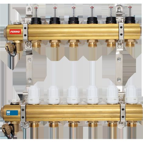 Novaservis - Manifold con valvole termostatiche, reg. con valvole di flusso meccanico, 6 circuiti RZP06S (1/2)