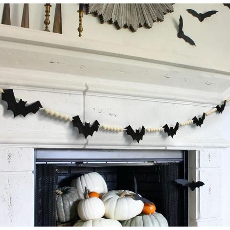 Guirlande Chauve-Souris Halloween - 139 cm - Décoration Suspendue Intérieure Extérieure - Pour Cheminée Porte Fenêtre Mur - 1 Pièce (1/4)