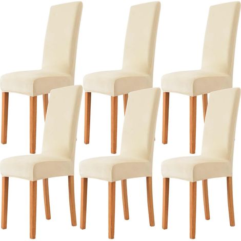 Housses de chaise en velours extensible, housses de chaise universelles pour hôtels, banquets, mariages, fêtes, 6 pièces, beige