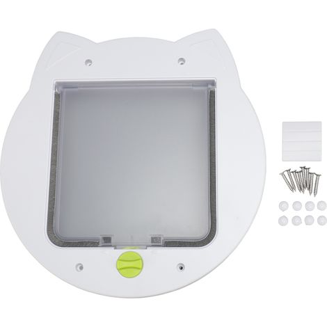 Porte pour chat intérieure/extérieure, transparente et silencieuse à double sens avec système de verrouillage, adaptée aux chats et aux petits chiens (1/5)