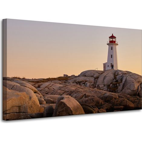Lienzo impreso Naturaleza Faro 100x60 cm Puesta de sol