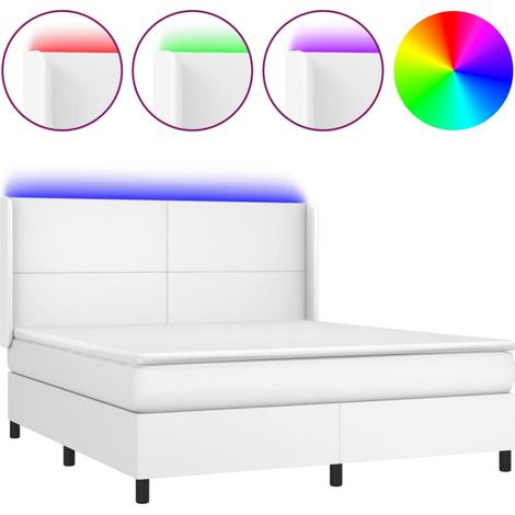 Maison Exclusive - Sommier à lattes de lit matelas LED Blanc 160x200 cm Similicuir