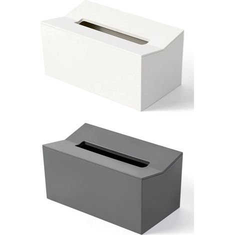 Tissue Box Cover - Wall Mounted Paper Towel Holder - For Standard Kitchen Bathroom Toilet Roll - PP Material - 20.5 x 11.1 x 10.2 cm - Gray White - 2 pcs (1/5)