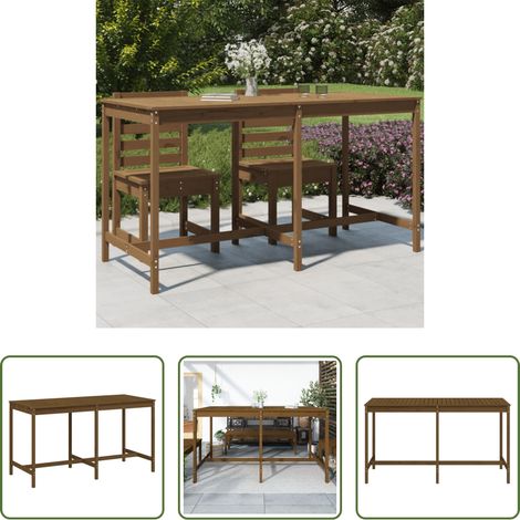 Holz - Gartentisch Honigbraun 203,5x90x110 cm Massivholz Kiefer (1/5)