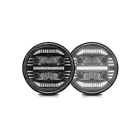 Phare LED rond de 7 pouces avec barre lumineuse LED, feux de route/croisement, feux de jour (DRL) H4 (1/5)
