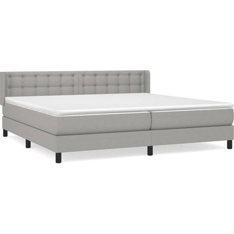 Maison Exclusive - Sommier à lattes de lit avec matelas Gris clair 200x200cm Tissu (1/5)