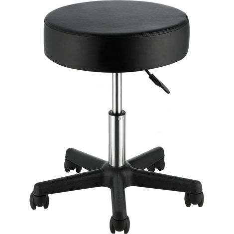 Tabouret de Bureau Charge 181 kg Tabouret à Roulettes Rotation à 360° Hauteur Réglable 46-60,5 cm Chaise à Roulette Coussin Épais 10 cm Recouvert de Cuir PU pour Salon de Massage Bureau Clinique (1/5)