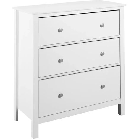 Cassettiera Credenza da Cucina 3 Cassetti in Legno Bianco Moderna (1/5)