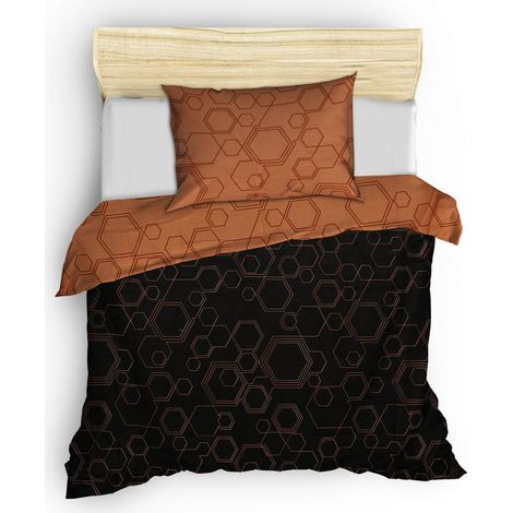 Funda nórdica, funda nórdica, ropa de cama Set 100% Algodón Copper Negro (1/5)