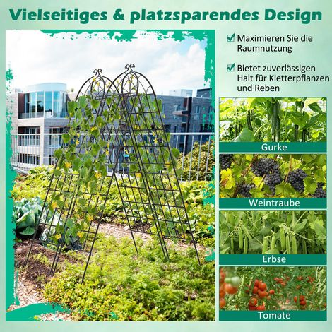Métal galvanisé noir, gain de place avec treillis de jardin décoratif lot de 2 pour potager, vigne et concombres (1/5)