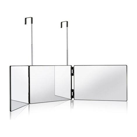 royaluxe -Miroir grossissant 3 faces – Miroir de coiffure 360° pliable – Hauteur réglable avec crochets télescopiques – Pour maquillage et rasage (1/5)