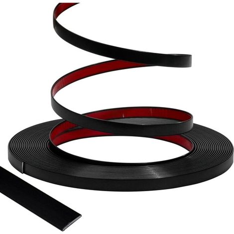 Dekorative Bordüre, selbstklebendes Dekorband für Türen, Fenster, flexible Spiegel, Schränke und Bordüren (Schwarz, 10mm x 12m) (1/5)