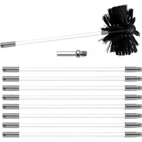Chimney Cleaning Brush Kit Fireplace Brush Set (1/5)
