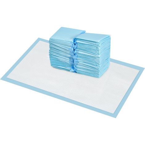 Tapis hygiéniques chiens 6 couches non tissé 45x60 cm lot 100 bleu blanc