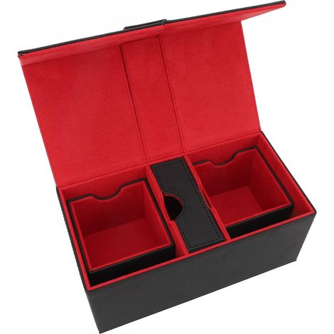 Boîte de Rangement de Cartes de Jeu en Cuir PU avec 3 Tiroirs, Grande capacité, Fermeture Magnétique, pour Cartes à Collectionner, de Sport, étui de Protection étanche, Organisateur (noir (1/5)