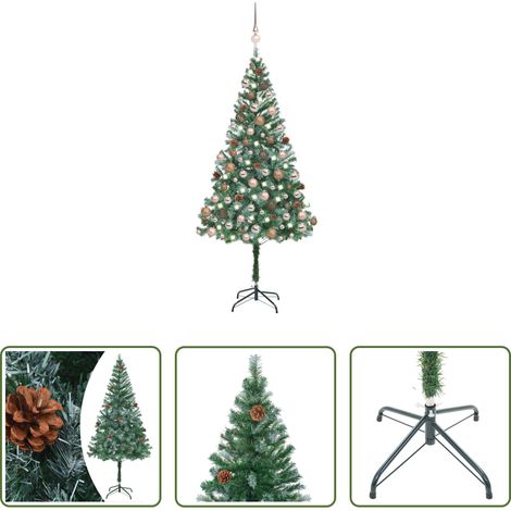 Weihnachtsbaum mit Beleuchtung -  Künstlicher Weihnachtsbaum mit Beleuchtung Kugeln Zapfen 180 cm