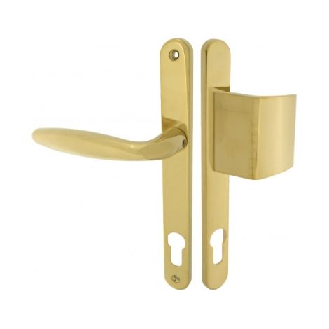 Ouvre&Déco – 2 poignées de porte OMEGA cylindre, béquille double palière 1 côté plaque étroite, laiton titane entraxe 195 mm (1/2)