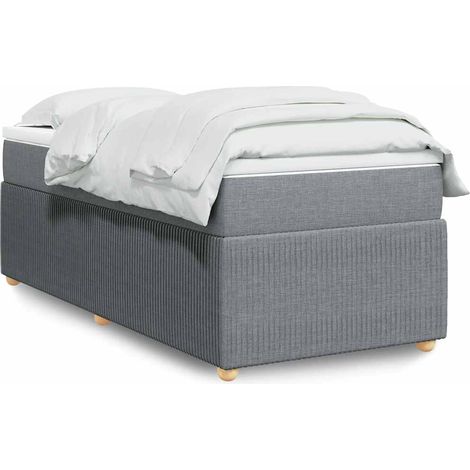 Boxspringbett mit Matratze Hellgrau 100x200 cm Stoff