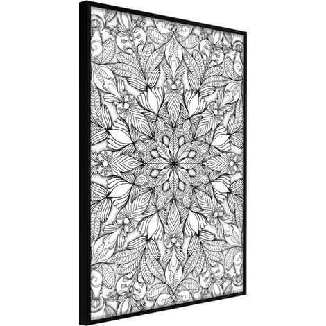 Affiche Murale Encadrée "Colourless Mandala" 30 x 42 cm Noir