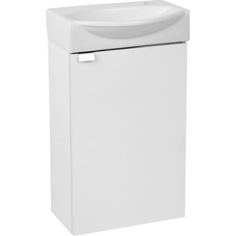 Badschrank Hängend - 40 x 23 cm - Weiß Hochglanz - Modernes Design - Platzsparend und Praktisch (1/5)