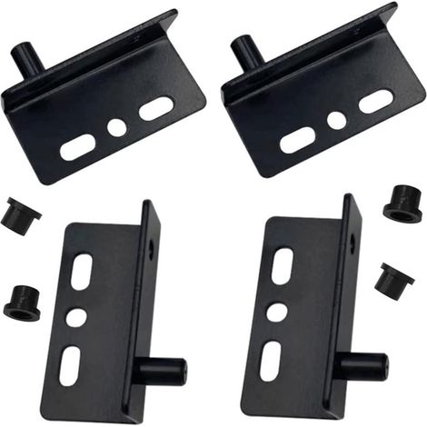 Juego de 4 bisagras pivotantes para puerta con casquillo, ángulo recto, color negro, accesorios de ferretería con tornillos y tapas de plástico. (1/5)