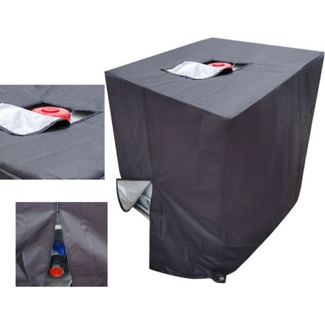 royaluxe - IBC Bâche de protection pour réservoir d'eau 1000 l Protection UV Pour réservoir IBC 120 x 116 x 100 cm,noir, une pièce, (1/5)