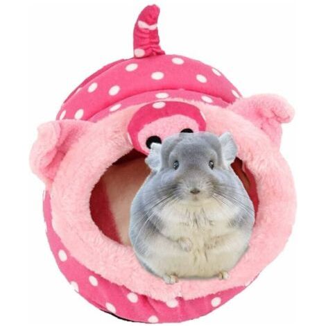 Panier pour Cochons d'Inde Adulte et Bébé en Peluche avec Coussin Amovible Ultra Doux et Confortable Nid Lit Maison Niche Grotte Abri Chaud pour Hérisson Hamster Chinchilla Écureuil Lapin Chat Rose (1/4)