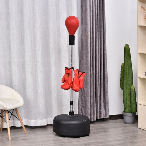 Rouge - Balle de frappe doté de hauteur réglable entre 136 et 154 cm et support de base remplissable et gants pour adultes et adolescents