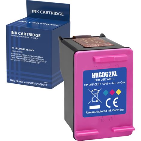 Cartouche d'encre remplacement pour HP 62XL Couleur compatible HP OfficeJet 200 5700 5740 5745 8040 Envy 5540 5545 5600 5660 5665 7600 7640 7645 8000 8005