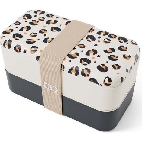 MONBENTO - Bento box - Lunch Box 2 Compartiments - Idéal pour Travail/Ecole - Made In France - MB Original graphic Leopard (1/5)