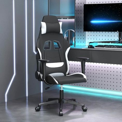 vidaXL Chaise de jeu Noir et blanc Tissu (1/5)