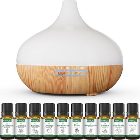 Diffuseur d'Huiles Essentielles-Coffret diffuseur d'huiles essentielles 500 ML Télécommande 14 Couleurs LED (1/5)