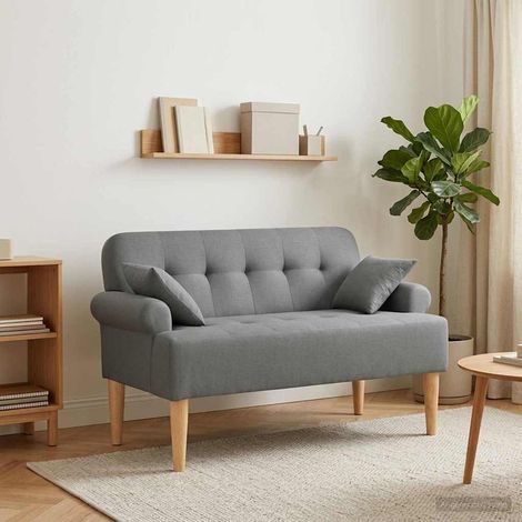 Canapé 2 places capitonné en velours polyester gris foncé 120 x 65 x 79 cm - PANGIVO (1/5)